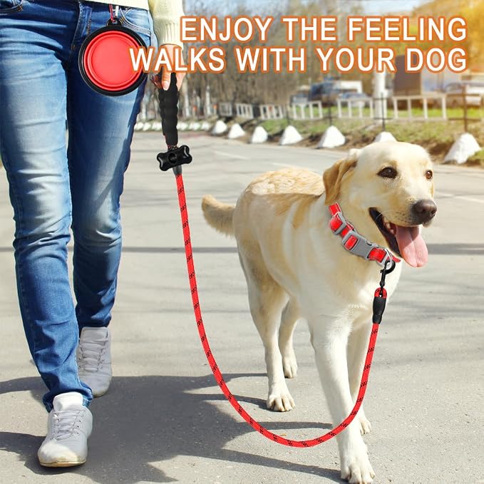 BARKBAY Dog Leashes for Large Dogs Heavy Duty Dog Leash 4/5/6 FT with Comfortable Padded Handle and Highly Reflective Threads for Medium Large Dogs Walking Training Running (5FT-1/2'',Red - Image 7