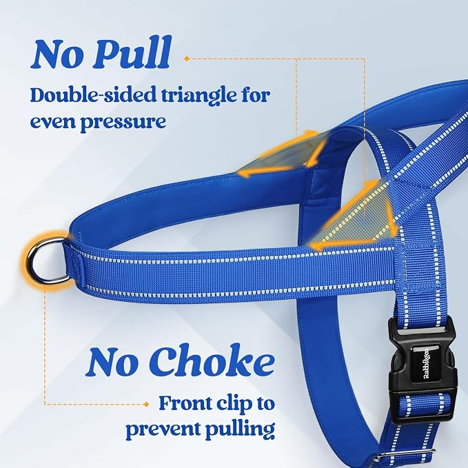 rabbitgoo Dog Harness No Pull, Quick Fit for Medium Sized Dog, Reflective | Chest Adjustable Pet Vest with Soft Padded Handle, No Choke Escape Proof for Walking Training, Blue M - Image 3