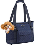 Pawaboo Dog Purse Carrier for Small Dogs with Pocket,Up to 11Lbs | Lightweight & Portable Dog Tote Bag Carrier Purses,Soft Sided Design,Front Pocket for Storage Travel Shopping Navy Blue by Pawaboo