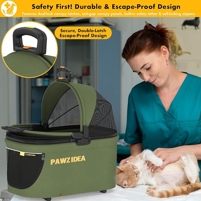 PAWZIDEA Portable Small Dog Crate for Car Travel Up to 33lbs, No-Zip Canopy | Enclosed Dog Car Seat Escape-Proof, Soft-Sided Small Medium Puppy Cats Car Kennel, Foldable Pet Carrier by Seatbelt, Top-Load - Image 4