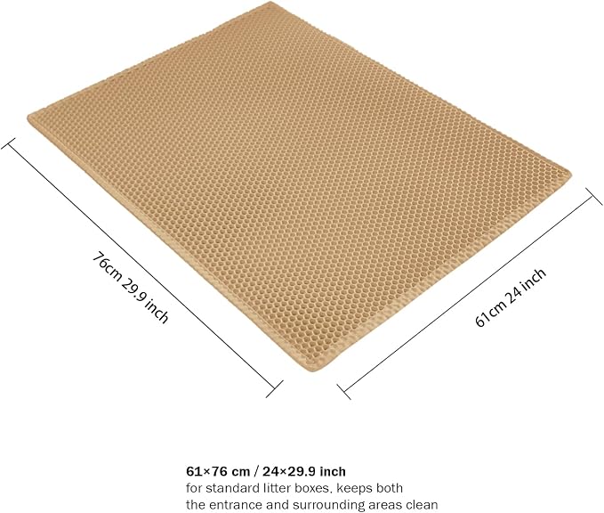 Cat Litter Trapping Mat, Double Layer Waterproof Proof Litter Box mat, Non-Slip Design, Easy to Clean, Beige Cat Box Mat 29.9'' x 24''Inch - Image 6