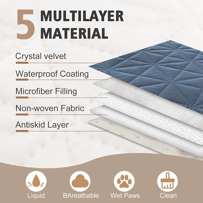 Ameritex Sofa Cover Waterproof for Seats Couch Cover for Dogs Pet Couch Cover Velvet for Chair Loveseat Sofa Machine Washable (Blue, 30x60 Inch) - Image 3