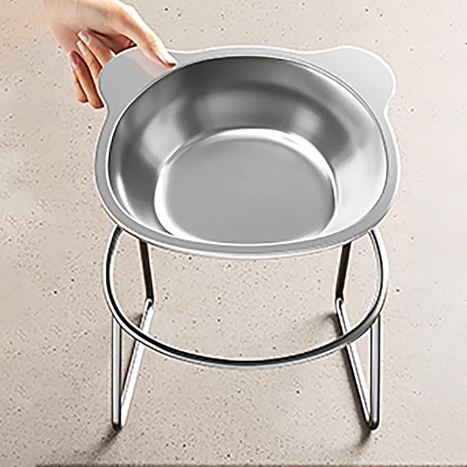 Elevated Cat Bowl, 5.9" Wide Raised Cat Dishes,15° Tilted | Stainless Steel Puppies Bowl,Whisker-Friendly,Food and Water Bowl,Anti-Vomiting,Neck Stress-Free Bowl Stands,Dishwasher Safe - Image 8