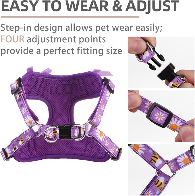 PUPTECK Dog Harness and Leash Set Small Sized, Step in No Pull Adjustable Puppy Cat Harness Reflective Pet Vest - Image 3