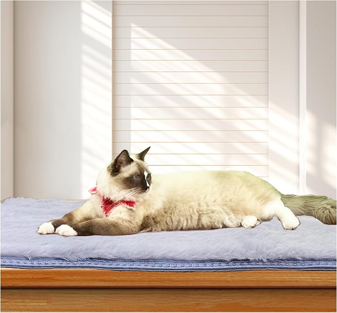 Soft Cat Dog Window Sill Pet Pad Perch,Fluffy Windowsill Dog Pet Mat Pillow Seat Bed, Cat Dog Cushion for Window Sill Mat (Gray, 16"x35") by INNOYUMLIN
