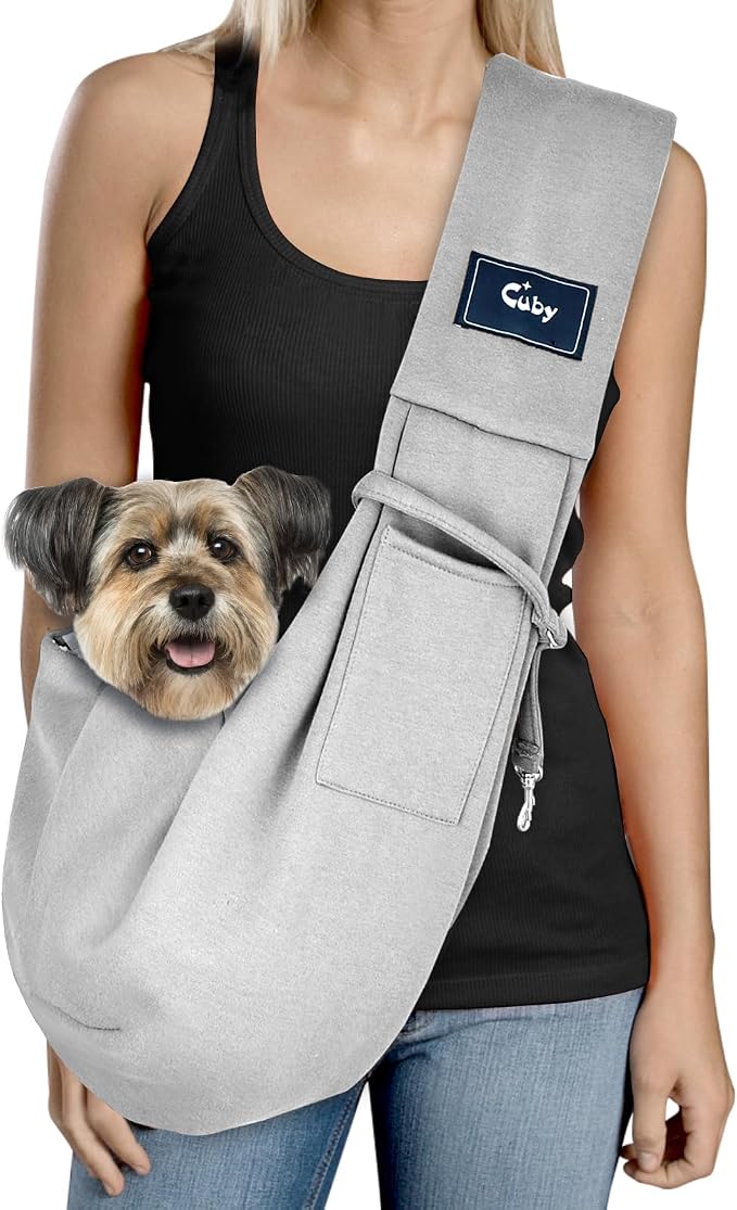 CUBY Dog and Cat Sling Carrier - Hands Free Reversible Pet Papoose Bag - Soft Pouch and Tote Design - Suitable for Puppy, Small Dogs Cats Outdoor by CUBY