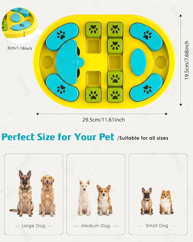 Dog Puzzle Toy, Interactive Enrichment Treat Food Puzzles, Yellow | Mental & Brain Stimulation, Slow Feeder, For Smart Puppy Small Medium Large Dogs Cats - Image 3