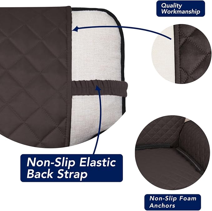 PureFit Reversible Quilted Sofa Cover Dog Couch Covers for Sofa, 28 in | Chocolate/Beige, Water Resistant Couch Protector, Washable Pet Couch Cover with Non Slip and Elastic Straps For Kids - Image 3