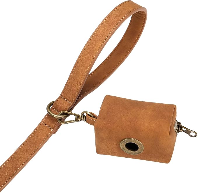 Didog PU Leather Dog Leash for Medium Large Dogs, 3/4in x 5ft, Light Brown | Soft Grip Full Control, Easy Clean, Metal D-ring for Poop Bag Holder, Tangle-Free 360° Swivel Clasp, for Walking & Training - Image 7
