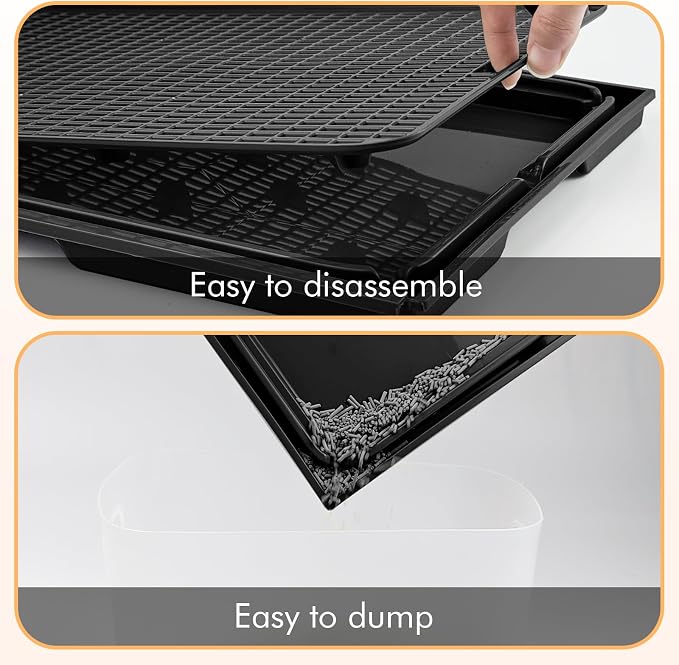 2Pack Cat Litter Box Step, Cat Litter Catcher, Expandable Interlock Litter Mat, Washable Easy Clean, Waterproof & Urine Proof, Black - Image 4