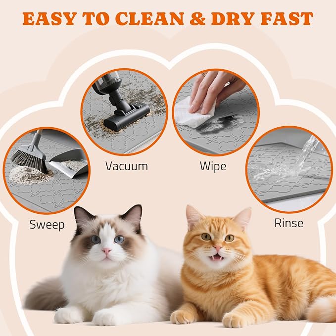 Pawtners Cat Litter Mat Extra Large 42" X 30", Easy to Clean, 2 Pack | Non-Slip Kitty Litter Mat for Floor, Waterproof & Urine-Proof Cat Litter Mat Litter Trapping Mat, Soft on Kitty Paws - Image 6