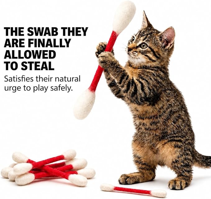 Glaciart One Swabs Cat Toys with Catnip - 6 Pk | Durable for Chew, Cute Cat Toys Interactive Kitty for Boredom, Exercise, & Play | Filled w/Organic Catnip for Anxiety & as Digestive Aid | Gift Idea - Image 3