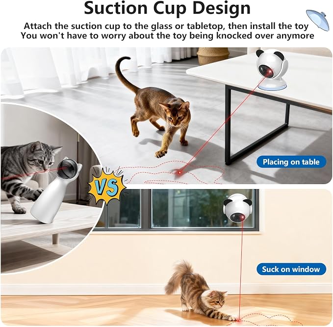 Saolife Laser Cat Toys for Indoor Cats, Truly Random Trjajectory, Suction Cup Design, Run Quiet, Interactive Cat Toy Automatic - Image 3