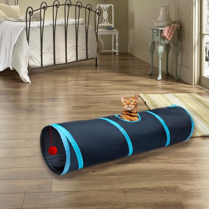 Cat Tunnel Tube Toys，Tunnels for Indoor Cats, 2 Way Foldable | Interactive Pet Crinkle Pop Up Tunnel with Balls Peek Hole Hideaway for Rabbits, Kittens, Ferrets, Puppy Playing & Exploring - Image 6