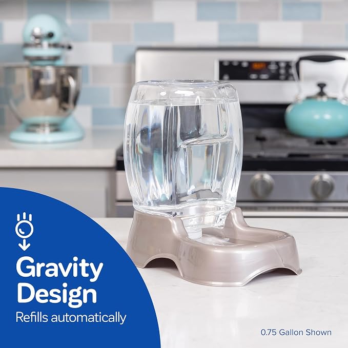 Petmate Pet Cafe Cat and Dog Water Dispenser, 3 Gallon | Automatic Gravity Waterer in Pearl Ash Blue with Easy Grab Base, Wide Mouth Bottle for Hand Washing, Made in USA - Image 2