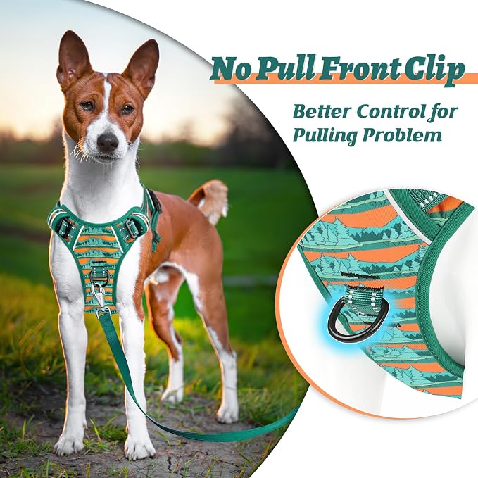 HEELE Dog Harness, No Pull Adjustable Padded Reflective Harness for Small Medium Large Dogs with Handle for Walking Training, Wilderness, S | No Choke with Control Handle, Soft Breathable Padded Pet Vest, Adjustable, Reflective Front Clip Vest for Nigh... - Image 4
