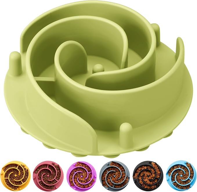 Slow Feeder Dog Bowls Insert, Animire Soft Silicone Slow Eating Dog Food Bowl for Small, Medium and Large Dogs, Compatible with Regular and Elevated Bowls by Animire