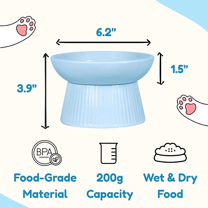 Unbreakable Raised Slow Feeder Bowl for Cats and Small Dogs, Elevated Cat Bowls, Detachable Slow Feede Bowl, Heavy Weighted, Non-Slip Feeder, Whisker Friendly (Blue, Round - 6.2w'' x 1.5h'' inch) - Image 7