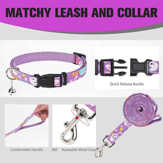 Easter Small Dog Harness - Dog Collar and Leash Set - Soft Mesh Padded Adjustable Step in Puppy Vest Harness No Pull, Reflective Escape Proof for Outdoor Walking, Bunny Egg S - Image 7