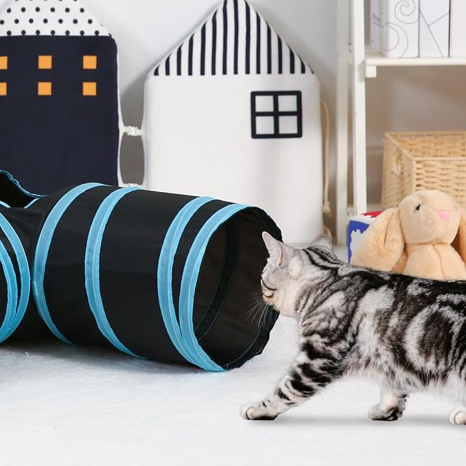 Pet Cat Tunnel, T-3 Way Tunnels for Indoor Cats, Collapsible Pet Tunnel for Kitten, Puppy, Rabbit, 25cm-Wide Tunnels, Durable & Breathable, with Peek Hole Toy Ball - Image 8