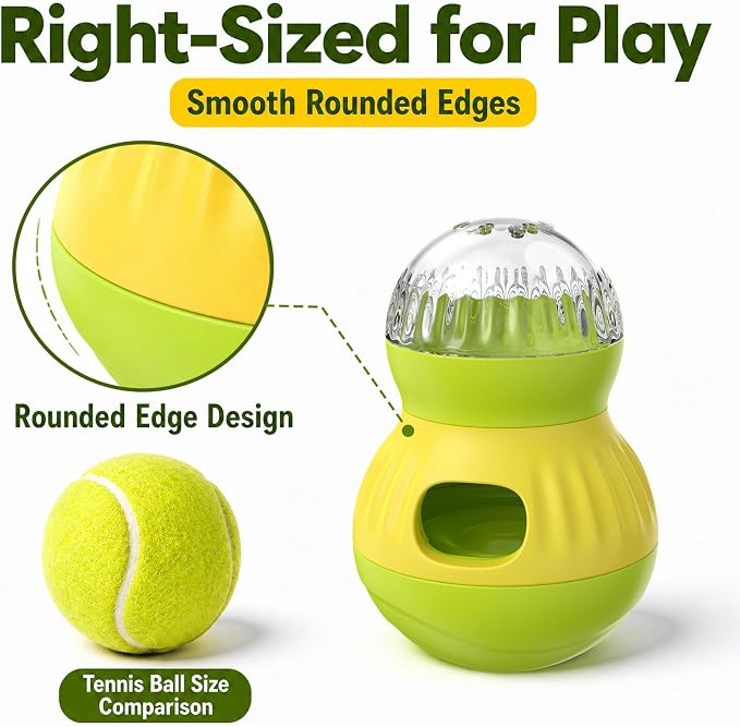 HCY&WLD Dog Interactive Puzzle Toy Adjustable Treat Dispensing Ball (Green) | Sturdy Material, Self-Righting Wobble Base, Indoor Enrichment, Slow Feeder, Smarter Play, Mental Stimulation, Boredom Buster - Image 4