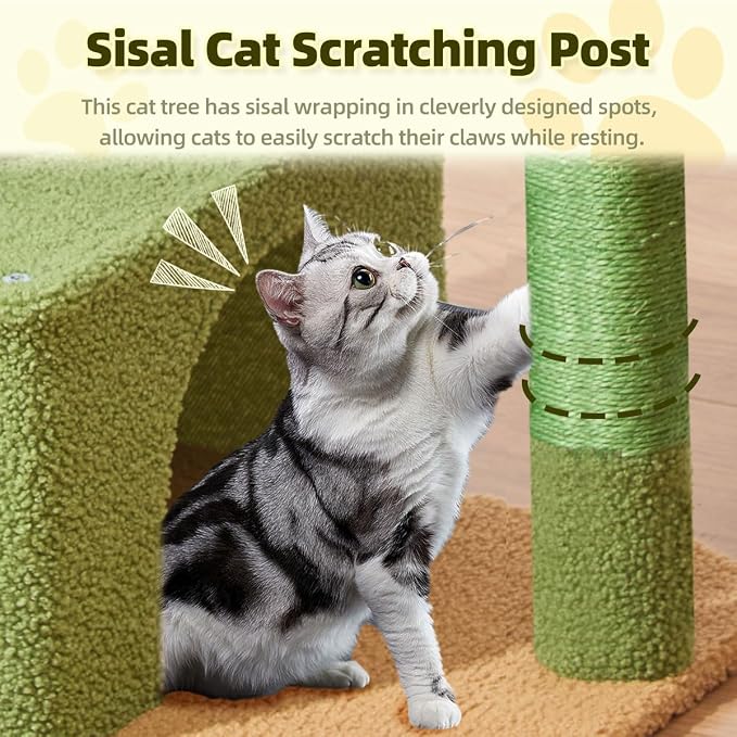 Taoqimiao 32.2in Cat Tree with Toy, Small Cat Tower for Indoor Cats, MS043T | Easy assembly, Sturdy, Multi Level, Easy Clean, Cozy Condo, Perches, Baskets, Suitable for Kittens and Adult Cats - Image 5