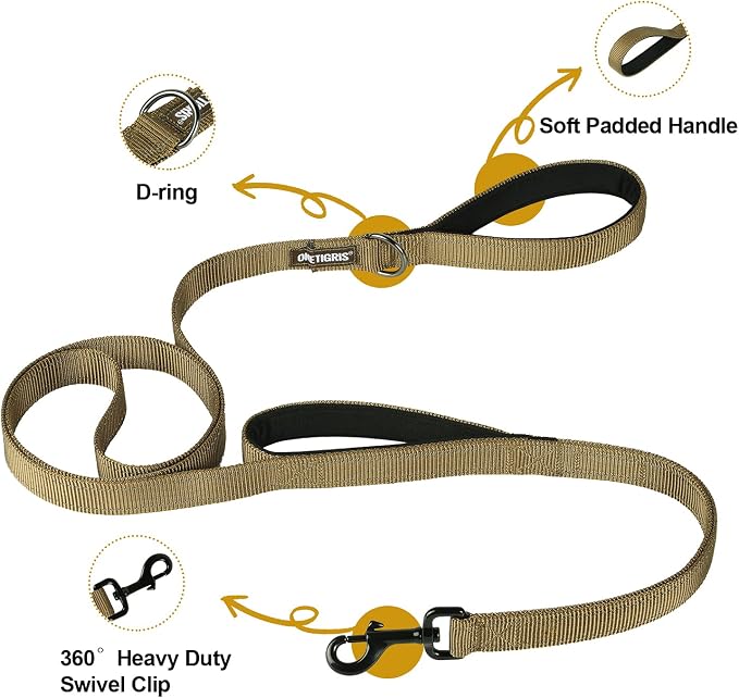 OneTigris No-Pull Dog Leash with Handle for Medium Large Dogs(Brown, 6FT) | Durable lead built for training & daily walks. Ideal drag line for strong pullers and large breeds like bully dogs. - Image 2
