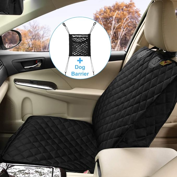 Bark Lover Deluxe Dog Seat Cover for Front Seat-More Durable Spill-Resistant Front Seat Protector, High Heat Resistant and Nonslip Front Seat Cover for Dogs Kids, Universal Size (Black, 2 Pack) - Image 4