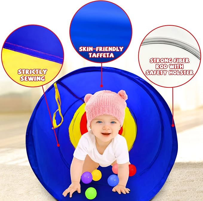 TIKTENT Kids Play Tunnel for Toddlers Colorful Pop Up Crawl Tunnel Toy | Collapsible Gift for Girl Boy Birthday Gift, Indoor Outdoor Toddler Children or Dog - Image 6