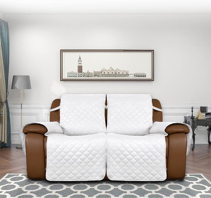 Easy-Going Reversible Couch Cover for 2 Seat Recliner Sofa, White/White | Sofa Slipcover For Dogs, Sofa Cover For Loveseat Recliner, Furniture Protector Mat, Pet Friendly - Image 2