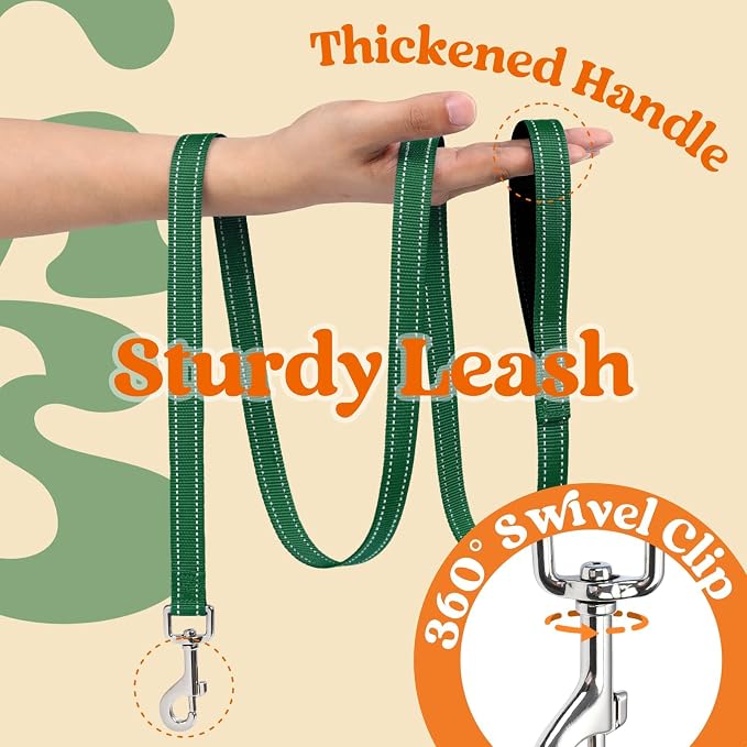rabbitgoo Dog Harness Small Sized and Leash Set, Step in Soft Vest | Breathable Mesh, Easy Wear with Hook & Loop, Light and Reflective for Walking, Multi-colored, Orange & Dark Green, XXS - Image 4