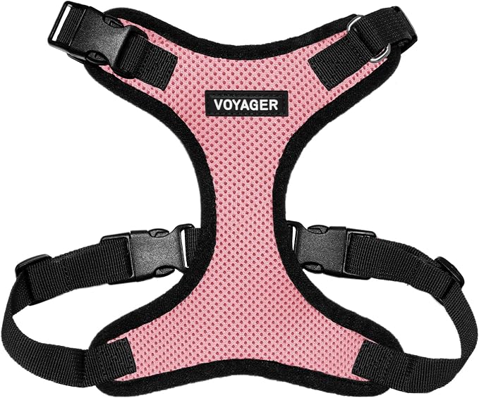 Voyager Step-in Lock Dog Harness - Pink/Black Trim, Large | 20 - 25" in Chest, Adjustable, Breathable Air Mesh, Lightweight for Daily Walks, Strong Clips, Heavy Duty D-Ring by BestPetSuppliesLLC