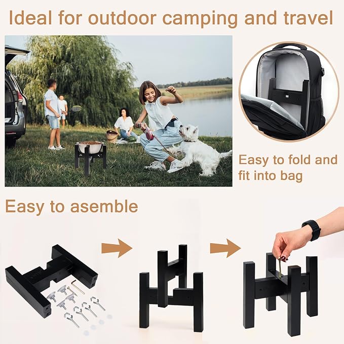 Elevated Dog Bowl Stand Adjustable Dog Food Holder 7”H Small Black | 7” Elevated Dog Bowl Stand, Small Dogs, Adjustable, Fits 6”-8” Bowls, Single Bowl Holder, Natural Bamboo, Classic Black - Image 8