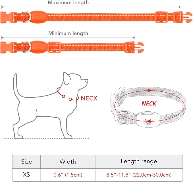 Light up Dog Collar for Small Dog,Vizpet XS Adjustable Size Nylon Collar USB Rechargeable Bright Safety Pet Collar for Cats Dogs (Orange) - Image 6