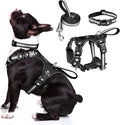 Pet Harness Collar and Leash Set, All-in-one Reflective Dog Harness No Pull with Adjustable Buckles for Puppies, Small, Medium, Large, and Extra-Large Dogs (Medium, Black) by WINSEE