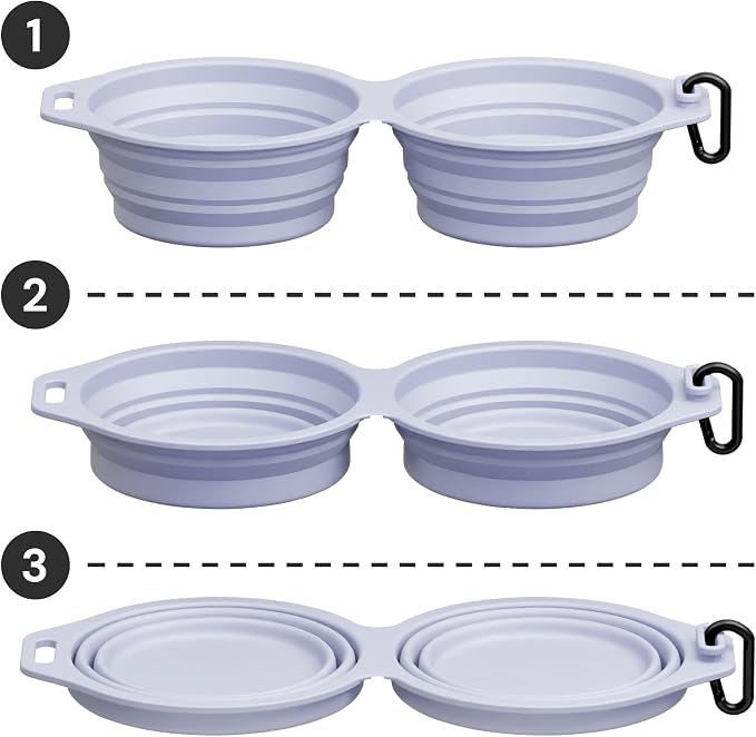 Pup Culture Dual Collapsible Dog Bowls | Silicone Travel Water Bowl for Dogs | Food Grade, No Plastic Rim, Portable Dog Bowl for Food and Water-Easy to Clean | BPA Free and Safe for Your Pup-Lavender - Image 5