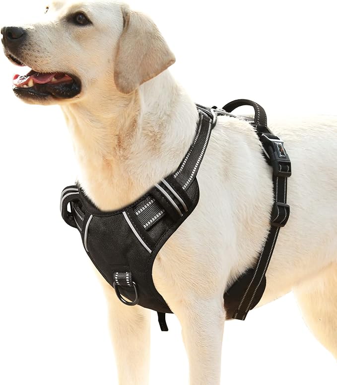HEELE Dog Harness, No Pull Adjustable Padded Reflective Harness for Small Medium Large Dogs with Handle for Walking Training, Black, XL | No Choke with Control Handle, Soft Breathable Padded Pet Vest, Adjustable, Reflective Front Clip Vest for Night Wa... by HEELE