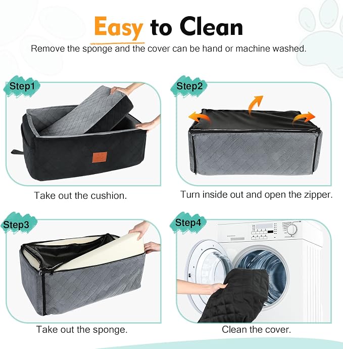 NEEZUKAR Dog Car Seat for Large Medium Size Dogs, Pet Car Seat Under 55 lbs | Thick Cushion, Detachable Washable Dog Booster Seat for 2 Small Dogs, Travel Dog Car Bed with Storage Pockets, 2 Safety Belts - Image 5