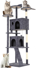 FDW | 81" Cat Tree Tower | Dark Gray | Multi-Level Indoor Activity Center with Sisal Scratching Posts, Condos, Plush Perches, Hanging Cat Toys | Sturdy, Easy to Assemble | for Kittens & Adult Cats by FDW