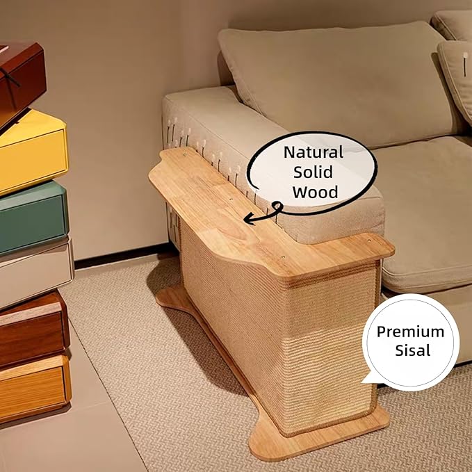 SHENGOCASE L Shaped Sofa Couch Corner Cat Scratching Post, Sisal Scratch Pad Mat, Armrest Protector with Replaceable Sisal Scratcher End Table - Image 7