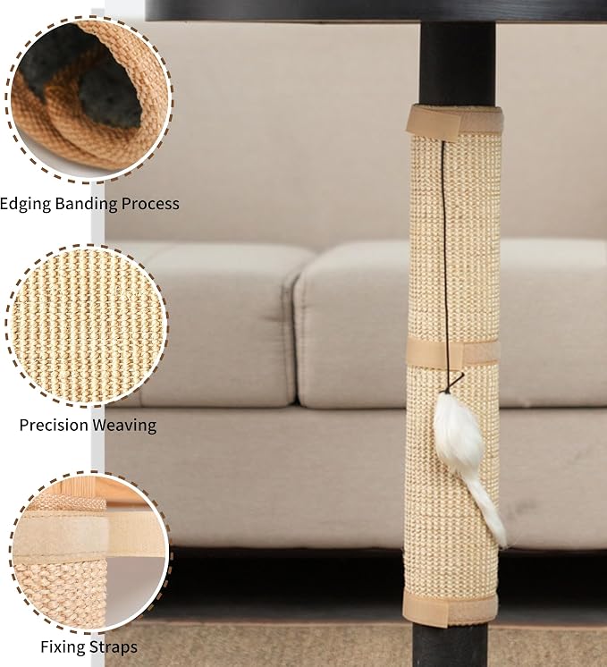 JanYoo 2 Pieces Cat Scratcher Mat for Table Leg Sisal Cat Scratching Pad Scratch Mat for Cat Scratch Pad Rug 19.69 × 9.84 in(Beige) - Image 3