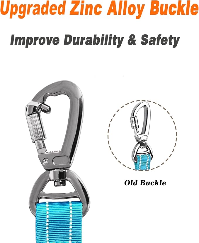 AUBELL Tactical Dog Leash Heavy Duty,4-6ft No Pull Bungee Leash,Blue | Reflective Dog Leash for Medium Large Dogs with Comfortable Padded Double Handle,Car Seat Belt,360 Degree Rotating Carabiner - Image 5