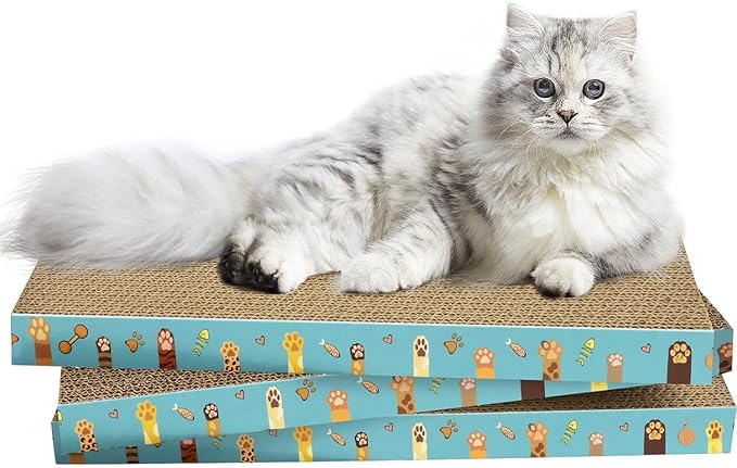 Cardboard Cat Scratcher 3 Pack Refill Reversible Cat Scratching Pad Durable Cat Scratchers for Indoor Cats Kitten to Protect The Furniture (Cat Paws) by Unknown