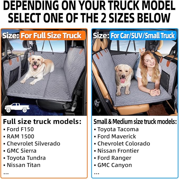 YJGF Hard Bottom Dog Car Seat Cover for Full-Size Trucks,Back Seat Extender | Strong Support,More Rest Space,Waterproof, Scratch Resistant,Car Seat Protector,Dog Hammock for Full-Size Truck - Image 2