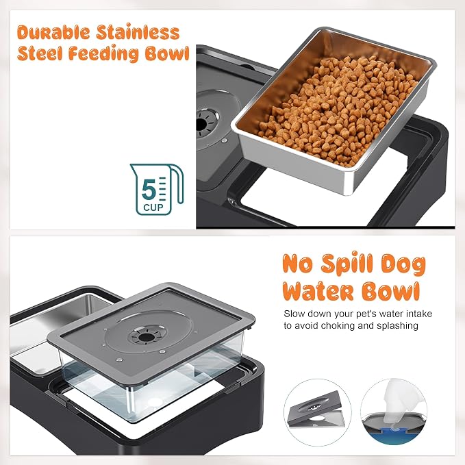 Decflow 2-in-1 Elevated Dog Bowls with 4 Height Adjustable Raised Stand | 304 Stainless Steel Dog Food Bowl, No Spill Water Bowl, DIY Stickers, Anti-Slip Pet Feeder Set for Small, Medium & Large Dogs - Image 5