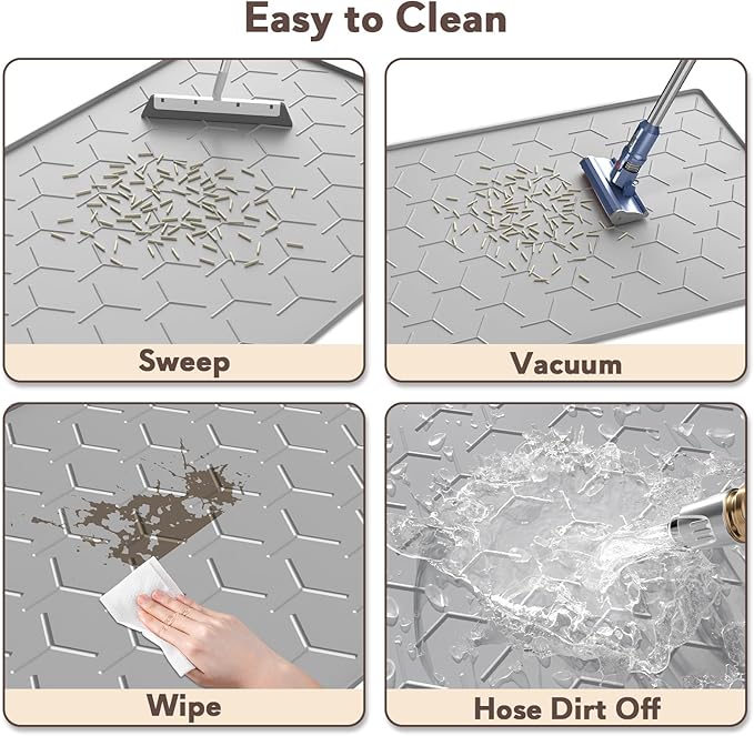 Garoopion Silicone Cat Litter Mat Large 40" X 28", Easy to Clean, Gray | Large Size Waterproof Silicone Mat with Raised Edges, Catch Litter, Protect Floor from Urine, Multi-Use for Dog/Sink/Kitchen - Image 4