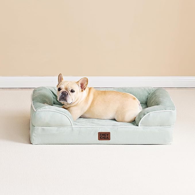 EHEYCIGA Orthopedic Large Dog Bed, Waterproof Memory Foam, Non-Slip Bottom, Sage Green, 36"L x 27"W x 6.5"Th | Non-Slip Bottom and Egg-Crate Memory Foam XL Dog Couch Bed with Washable Removable Cover, Sage Green - Image 8