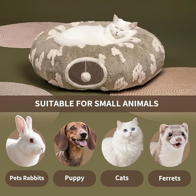 Pesen Cat Tunnel Bed with Soft Cushion for Indoor Cats and Kittens | Interactive Pet Toy Encourages Exploration, Supports Natural Instincts and Bonding for Cats, Small Dogs and Rabbits - Image 4