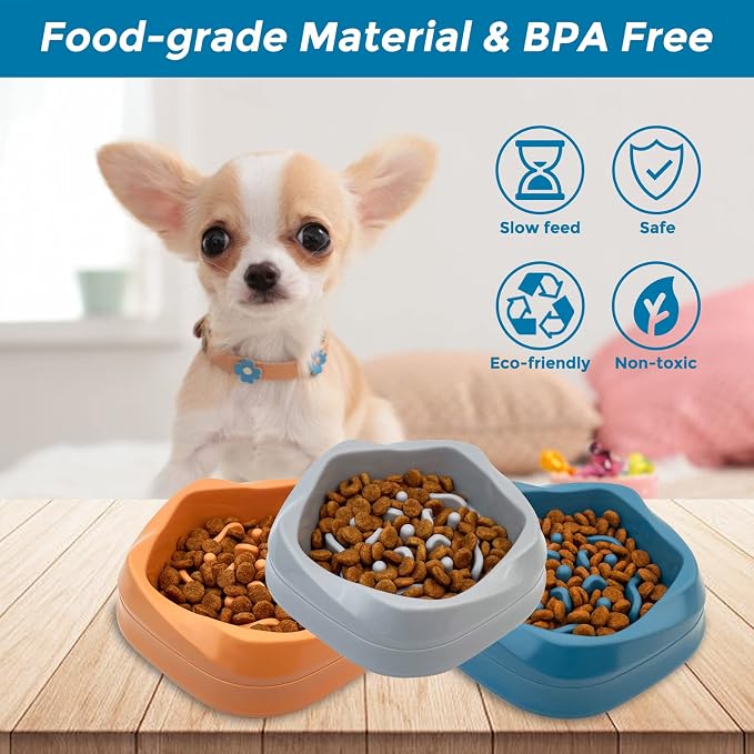 VANNON Slow Feeder Dog Bowls Non Slip Puppy Bowl Durable Dog Puzzle Feeder Bloat Stop Food Bowls for Puppy and Small Dogs, BPA Free, 2 Cups, Grey - Image 4
