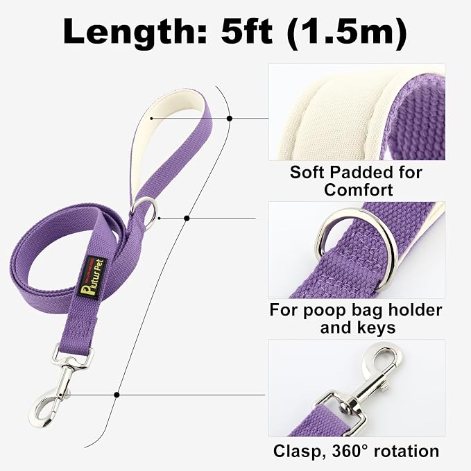 Plutus Pet Cotton Dog Harness and Leash Set, Reflective and Soft Padded, Quick Fit Vest Harness, for Small, Medium and Large Dogs, Medium Purple, XXS - Image 5